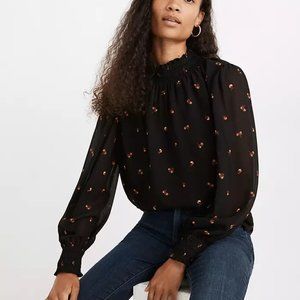 Madewell Georgette Smocked Mockneck Top in Amie Floral